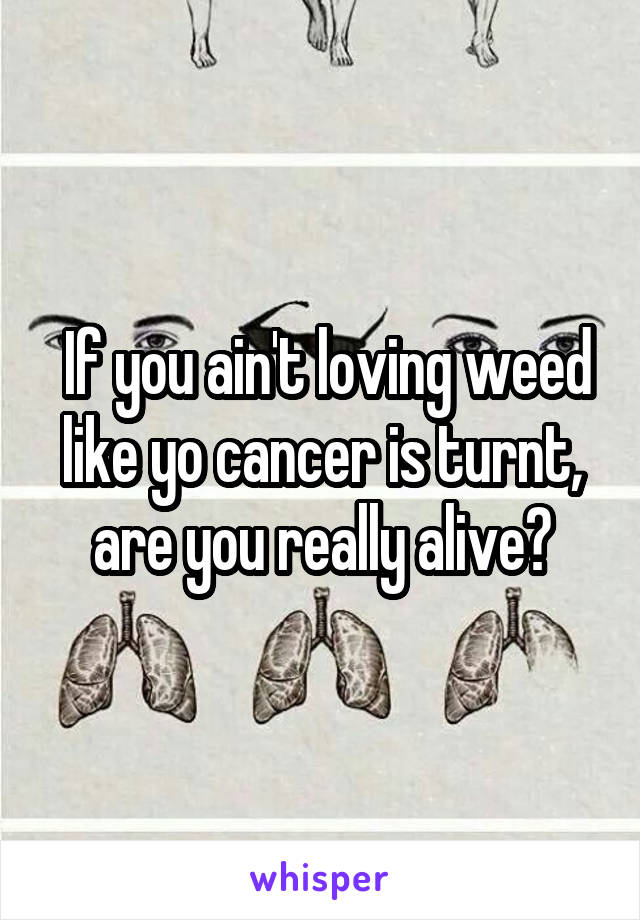  If you ain't loving weed like yo cancer is turnt, are you really alive?