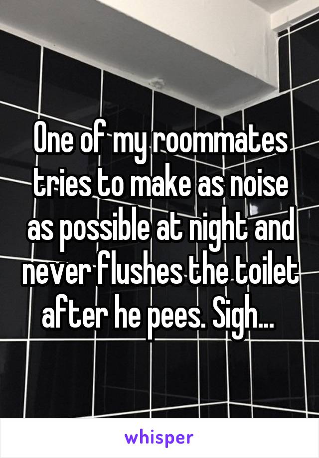 One of my roommates tries to make as noise as possible at night and never flushes the toilet after he pees. Sigh... 