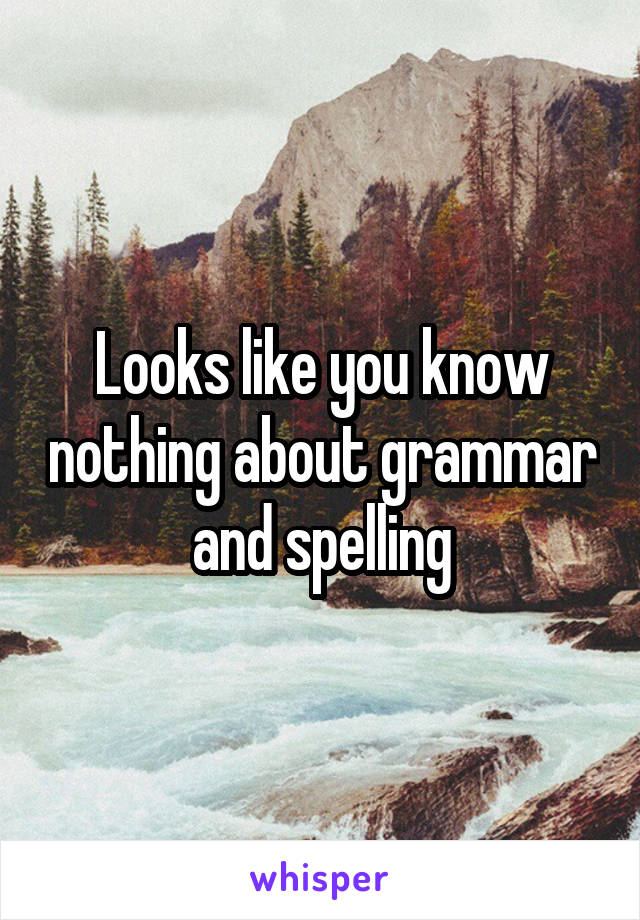 Looks like you know nothing about grammar and spelling