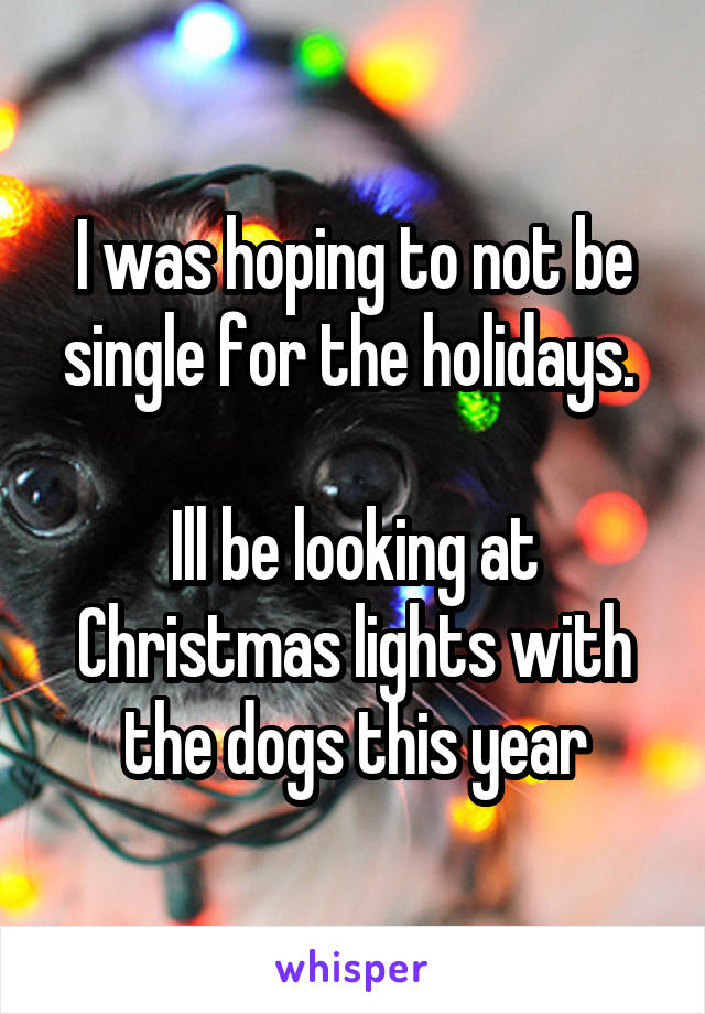 I was hoping to not be single for the holidays. 

Ill be looking at Christmas lights with the dogs this year