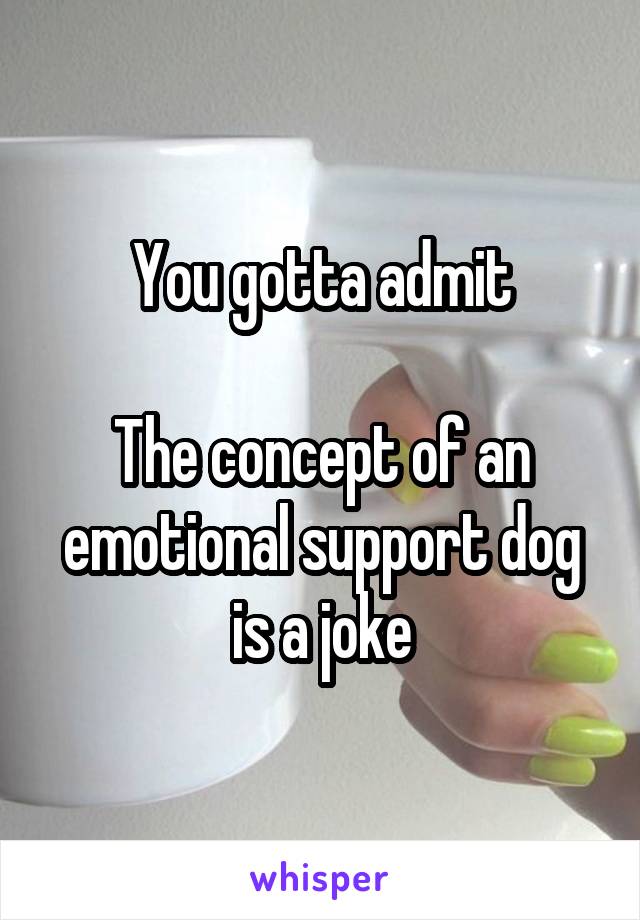 You gotta admit

The concept of an emotional support dog is a joke