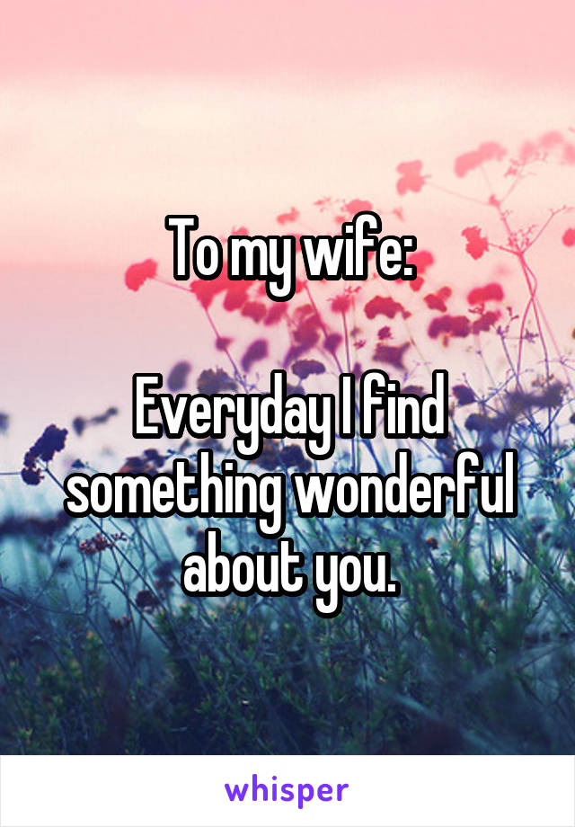 To my wife:

Everyday I find something wonderful about you.
