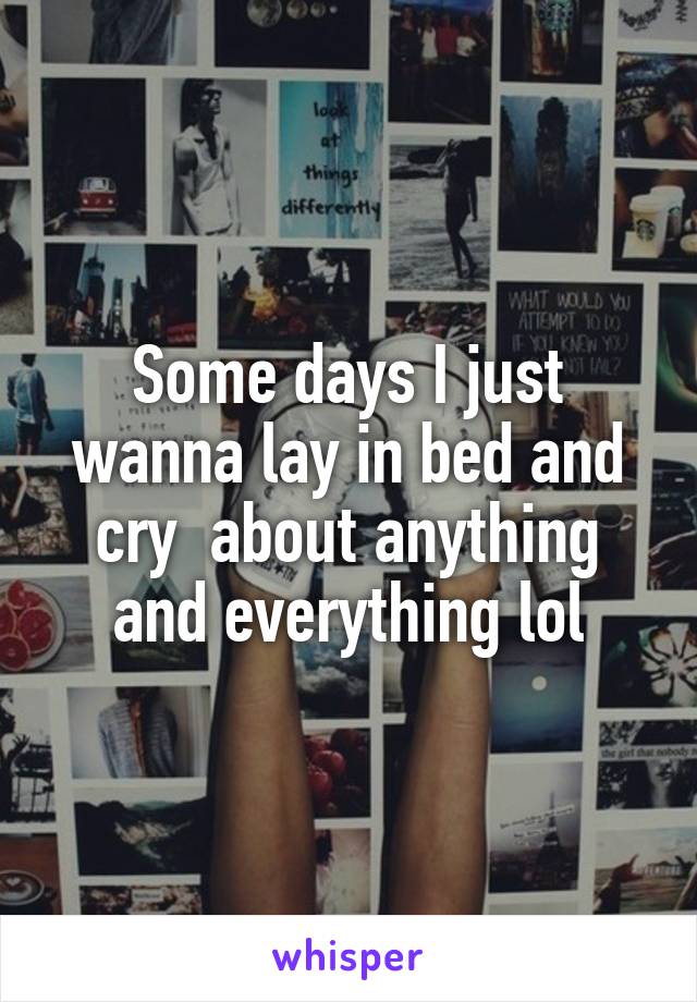 Some days I just wanna lay in bed and cry  about anything and everything lol