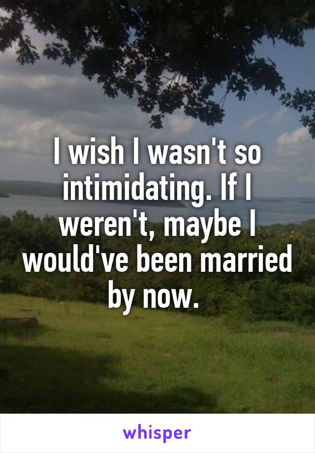 I wish I wasn't so intimidating. If I weren't, maybe I would've been married by now. 