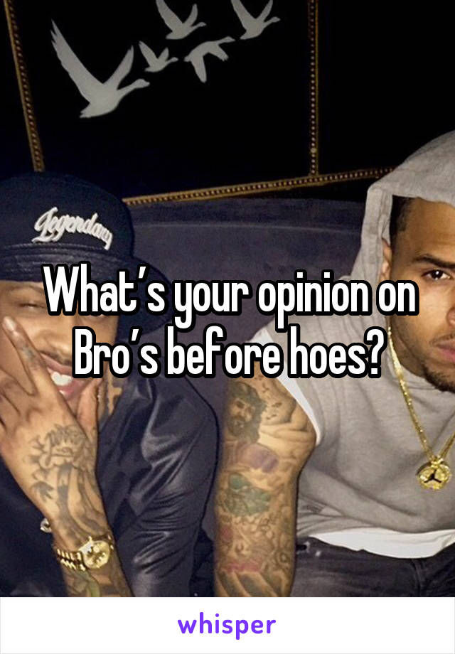 What’s your opinion on Bro’s before hoes?