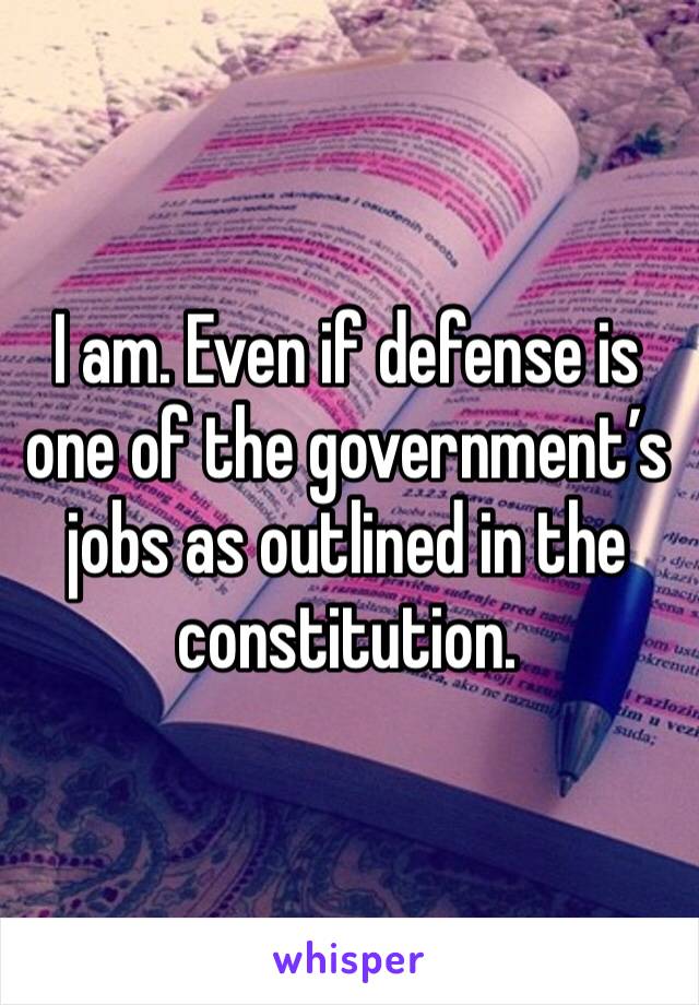 I am. Even if defense is one of the government’s jobs as outlined in the constitution.