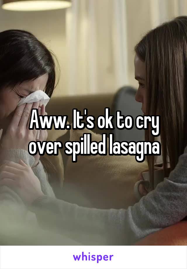 Aww. It's ok to cry over spilled lasagna