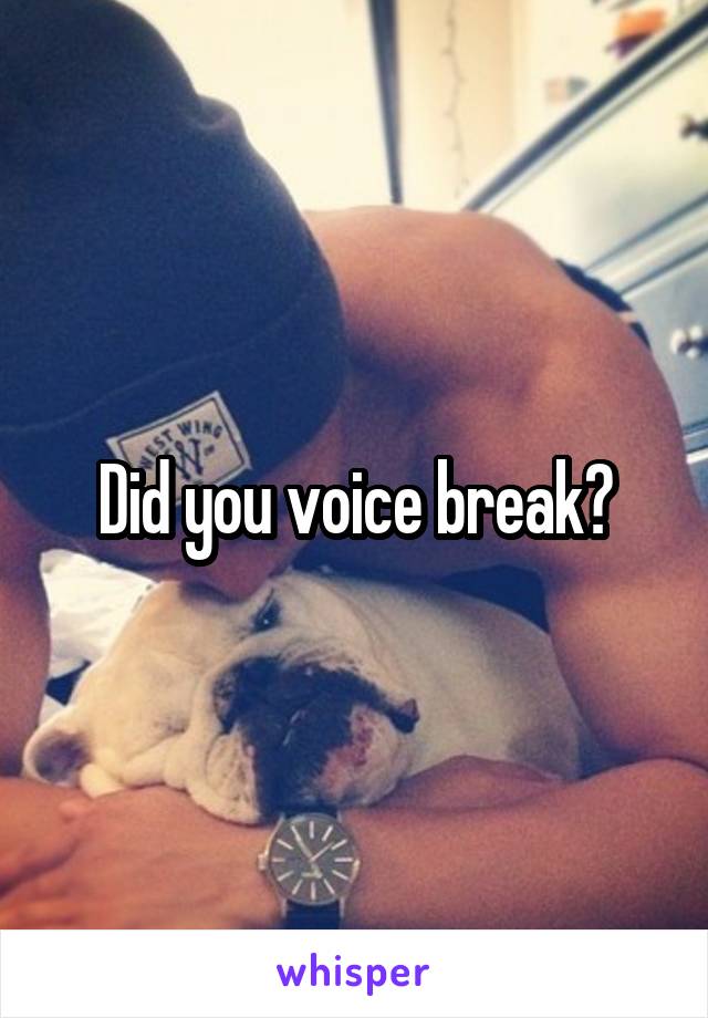 Did you voice break?