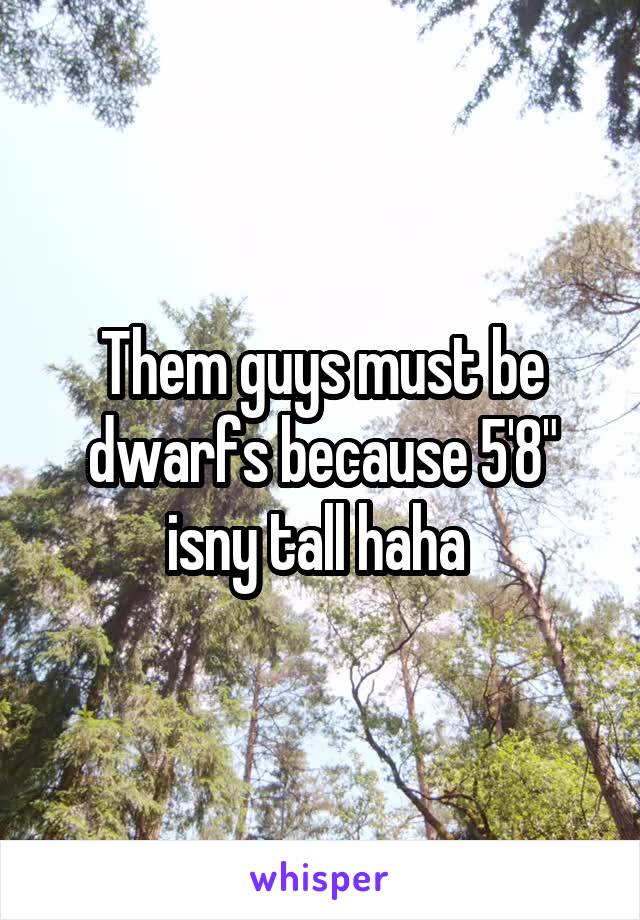 Them guys must be dwarfs because 5'8" isny tall haha 