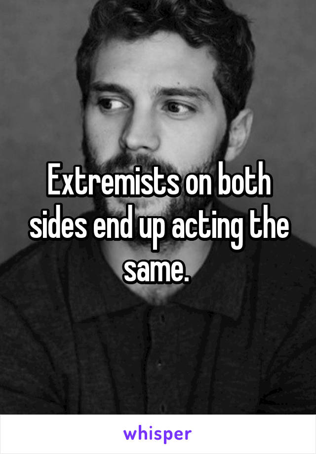 Extremists on both sides end up acting the same. 