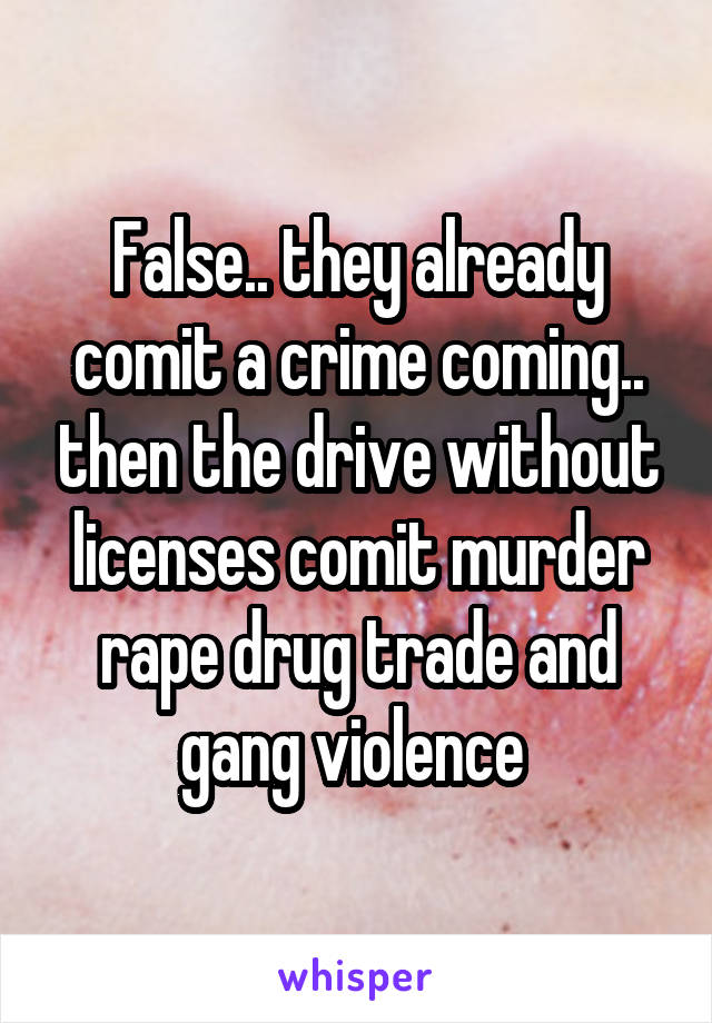 False.. they already comit a crime coming.. then the drive without licenses comit murder rape drug trade and gang violence 
