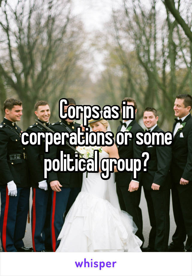 Corps as in corperations or some political group?
