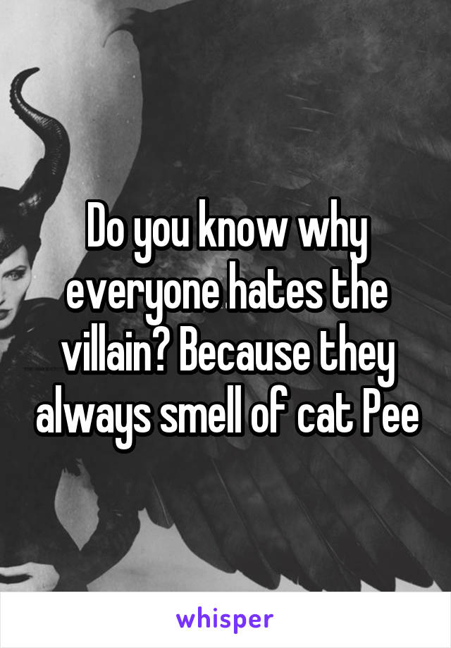 Do you know why everyone hates the villain? Because they always smell of cat Pee