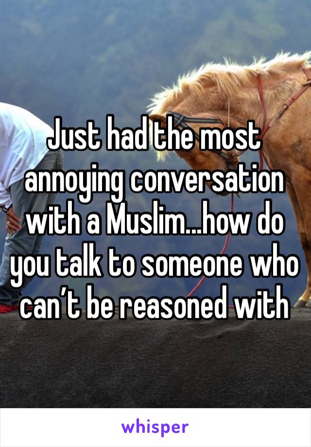 Just had the most annoying conversation with a Muslim...how do you talk to someone who can’t be reasoned with 