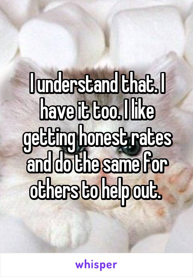 I understand that. I have it too. I like getting honest rates and do the same for others to help out. 