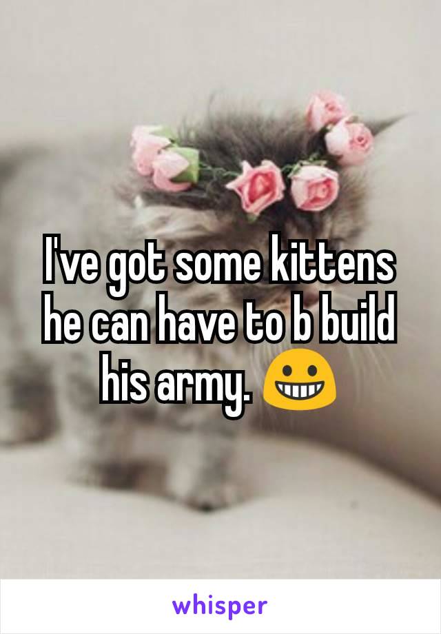 I've got some kittens he can have to b build his army. 😀