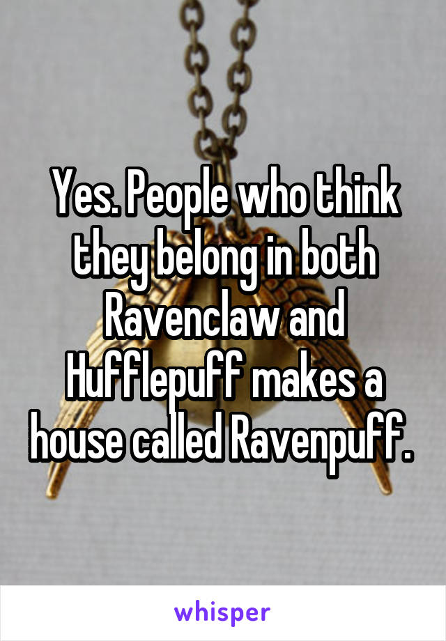 Yes. People who think they belong in both Ravenclaw and Hufflepuff makes a house called Ravenpuff. 