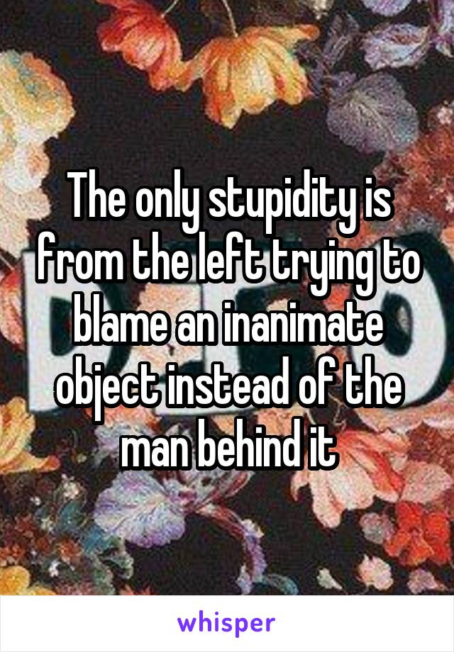 The only stupidity is from the left trying to blame an inanimate object instead of the man behind it
