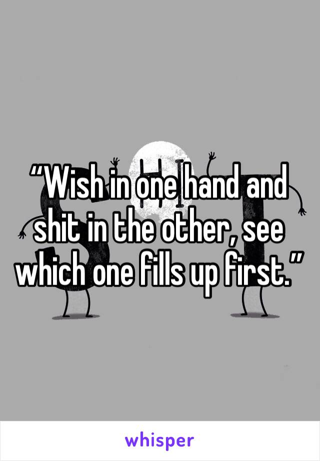 “Wish in one hand and shit in the other, see which one fills up first.”