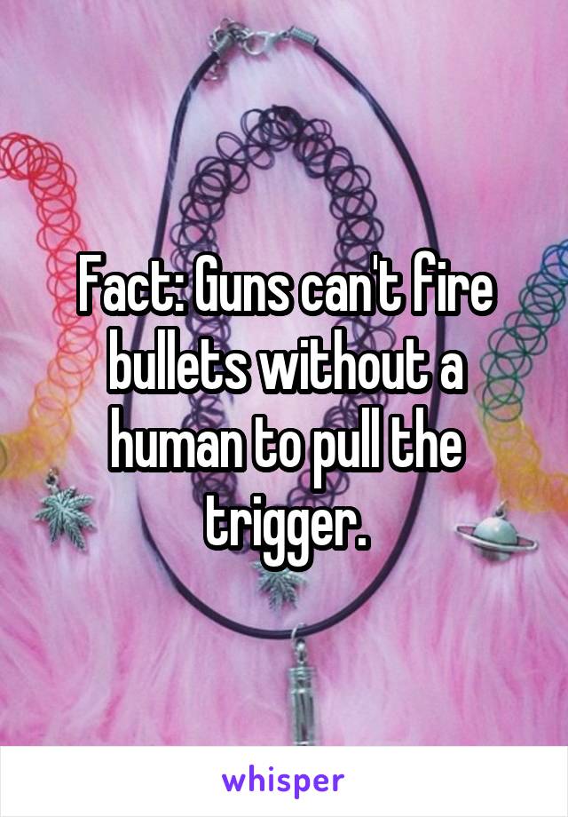 Fact: Guns can't fire bullets without a human to pull the trigger.