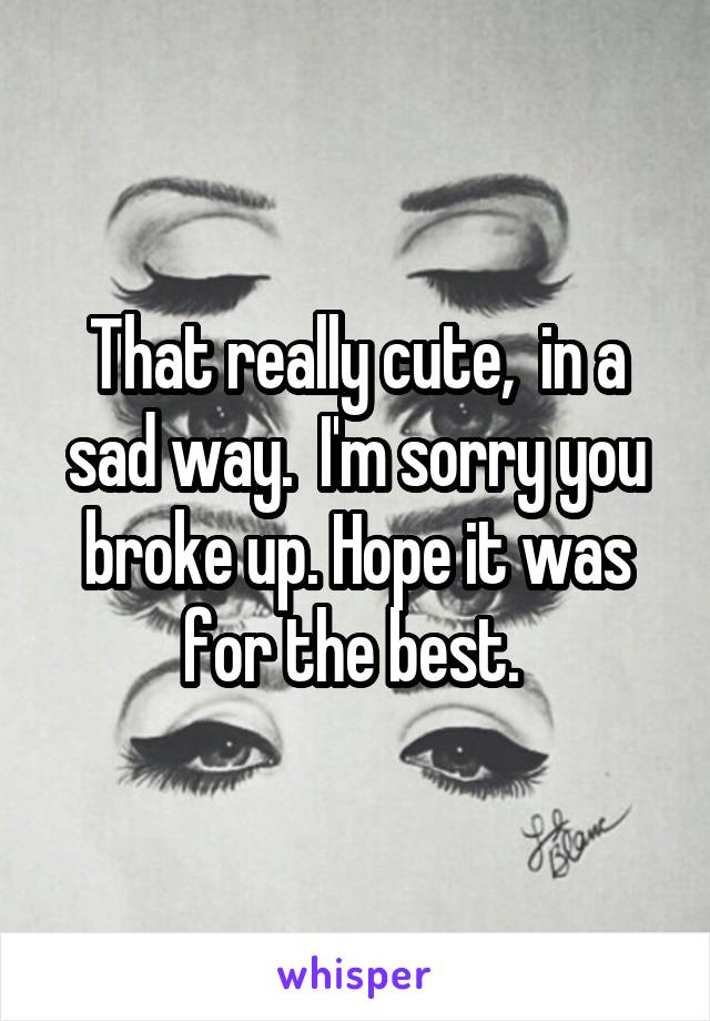 That really cute,  in a sad way.  I'm sorry you broke up. Hope it was for the best. 