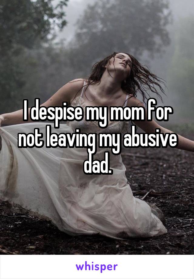 I despise my mom for not leaving my abusive dad.
