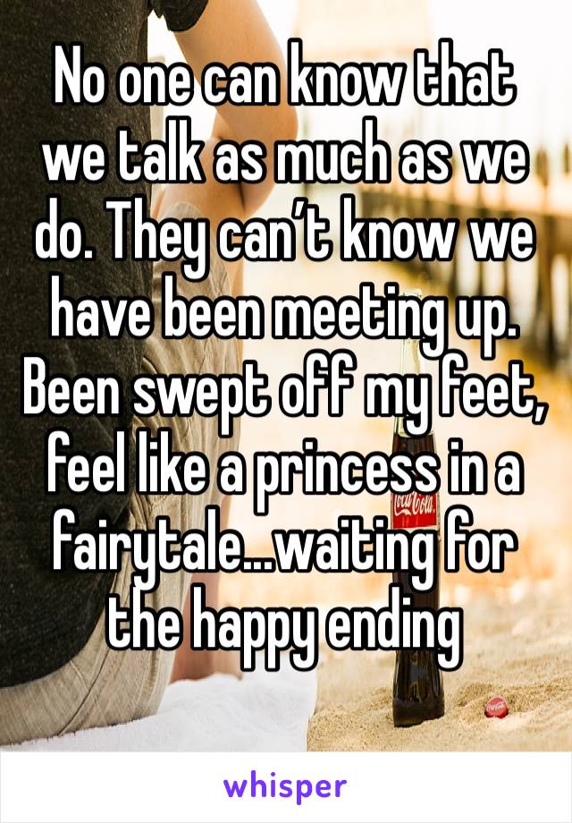 No one can know that we talk as much as we do. They can’t know we have been meeting up. Been swept off my feet, feel like a princess in a fairytale...waiting for the happy ending 