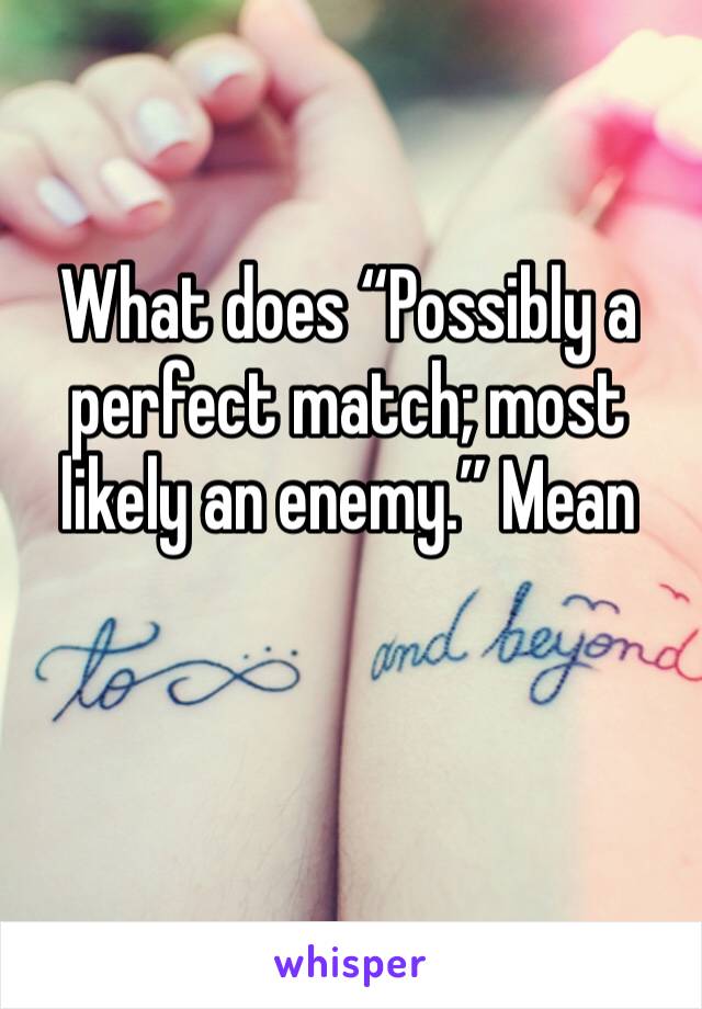 What does “Possibly a perfect match; most likely an enemy.” Mean