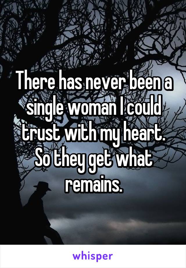 There has never been a single woman I could trust with my heart. So they get what remains.