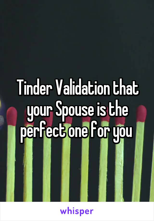 Tinder Validation that your Spouse is the perfect one for you 