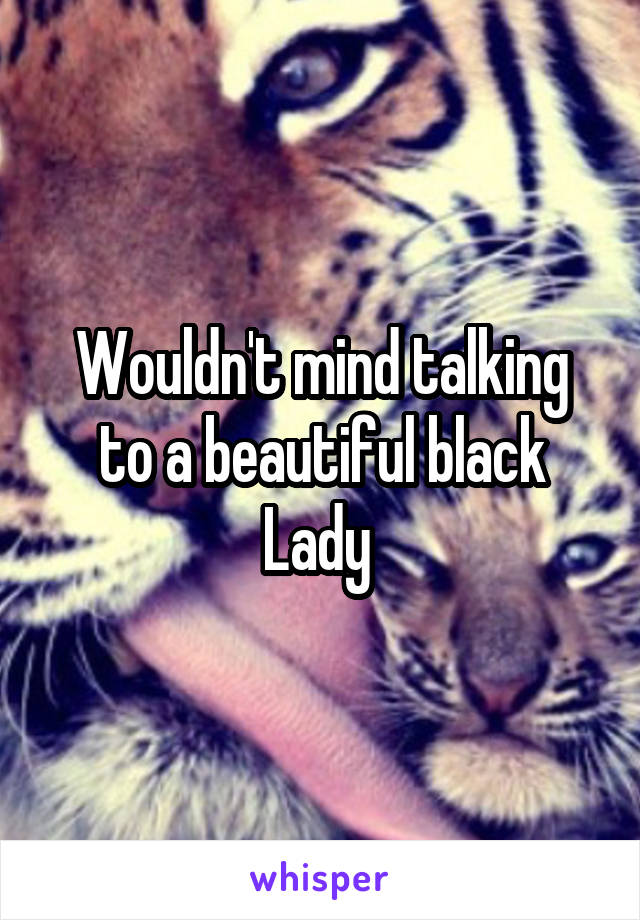 Wouldn't mind talking to a beautiful black Lady 