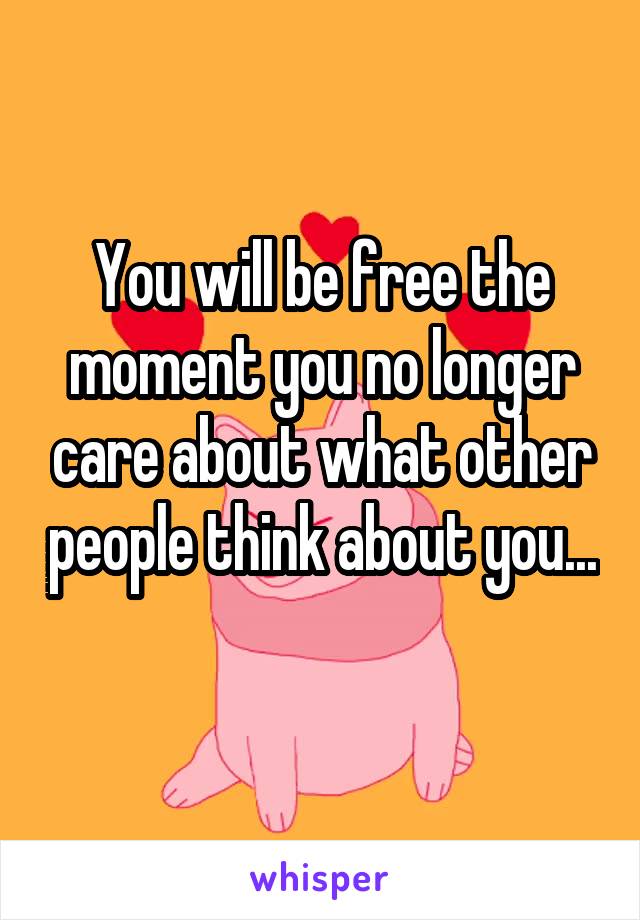 You will be free the moment you no longer care about what other people think about you... 