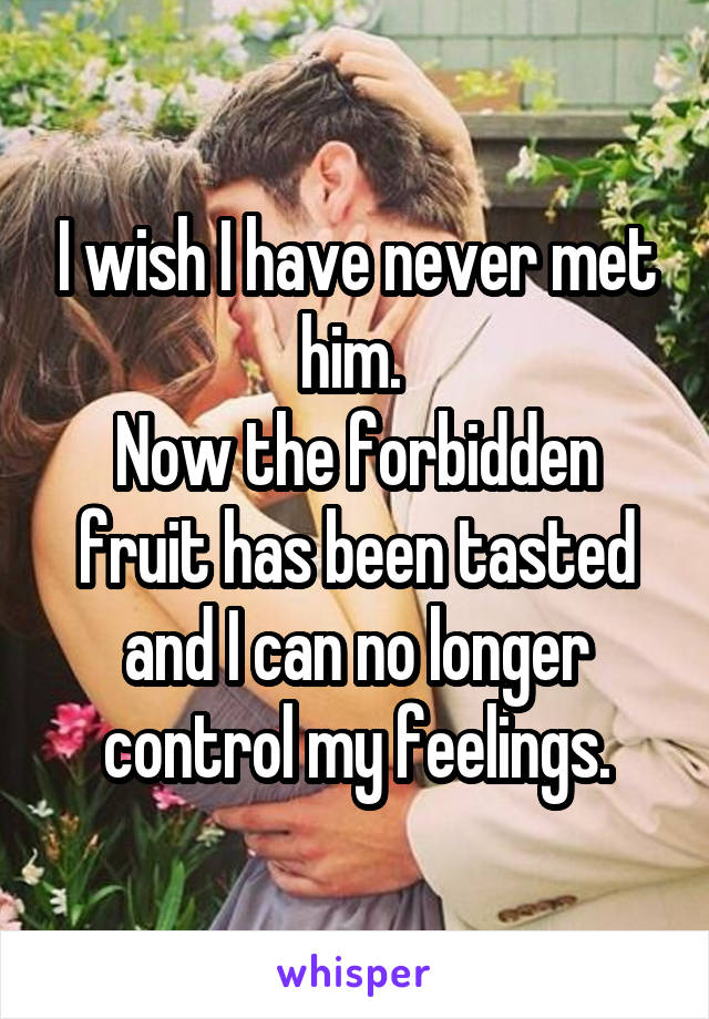 I wish I have never met him. 
Now the forbidden fruit has been tasted and I can no longer control my feelings.