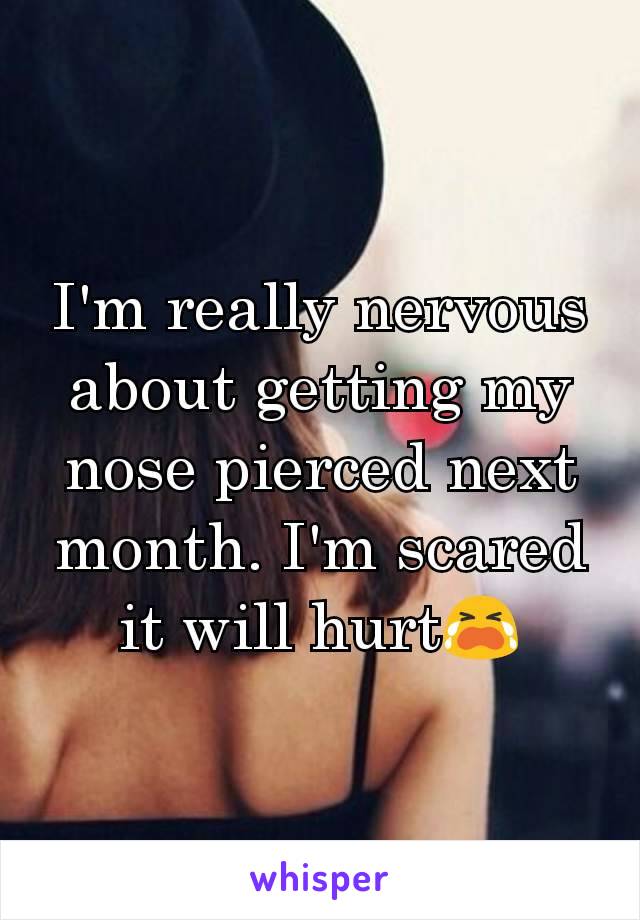 I'm really nervous about getting my nose pierced next month. I'm scared it will hurt😭