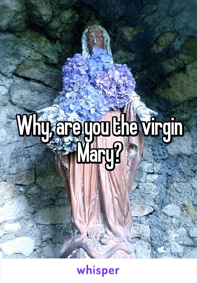 Why, are you the virgin Mary?