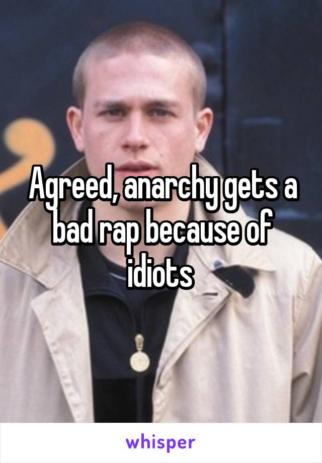 Agreed, anarchy gets a bad rap because of idiots 
