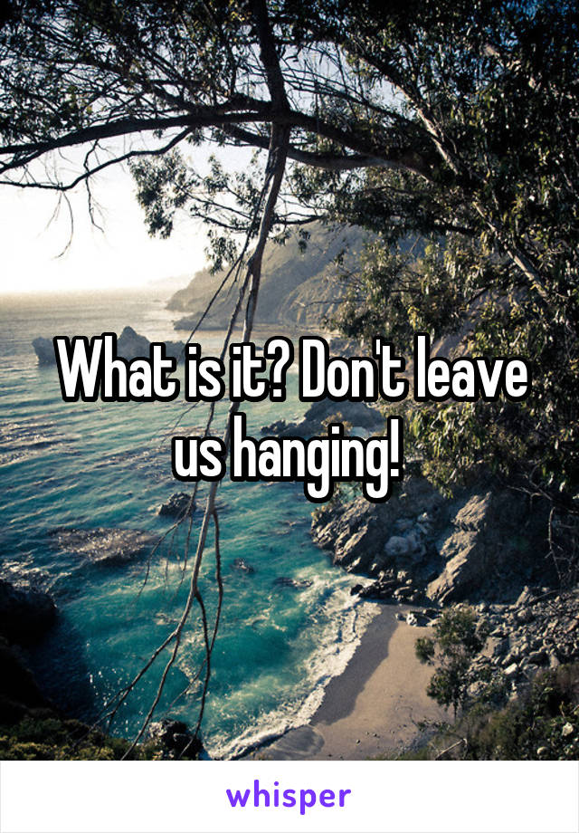 What is it? Don't leave us hanging! 