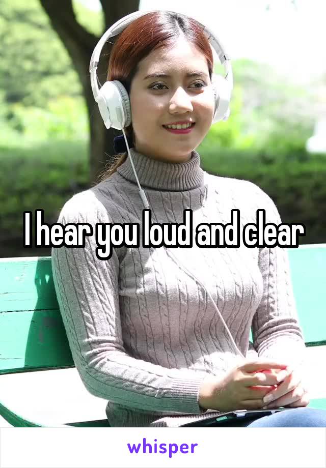 I hear you loud and clear