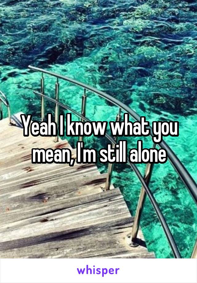 Yeah I know what you mean, I'm still alone
