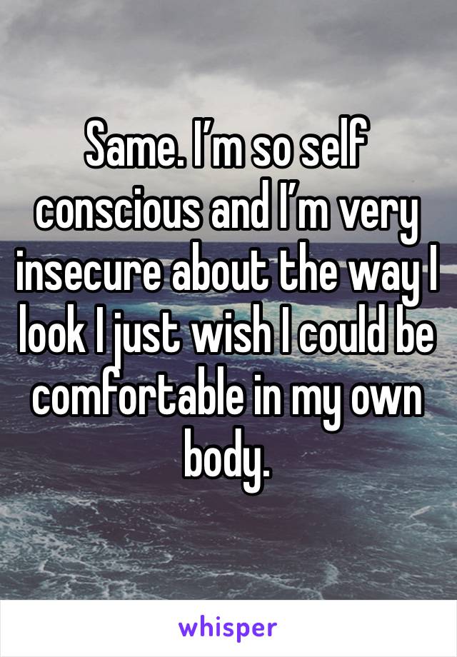 Same. I’m so self conscious and I’m very insecure about the way I look I just wish I could be comfortable in my own body. 