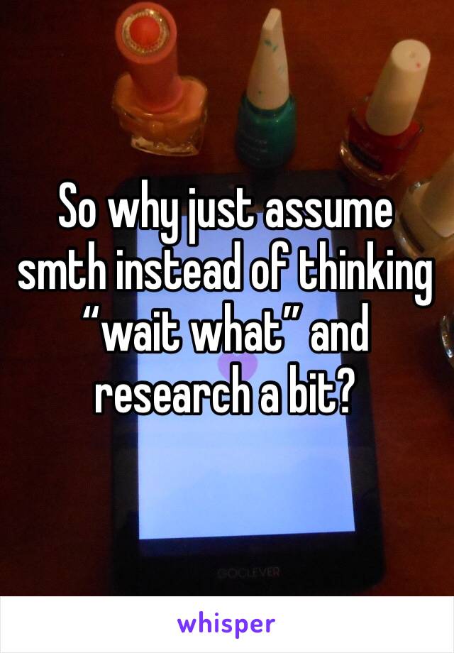 So why just assume smth instead of thinking “wait what” and research a bit? 