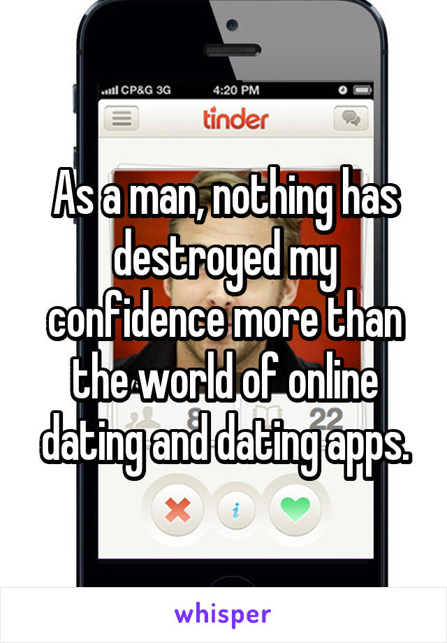 As a man, nothing has destroyed my confidence more than the world of online dating and dating apps.