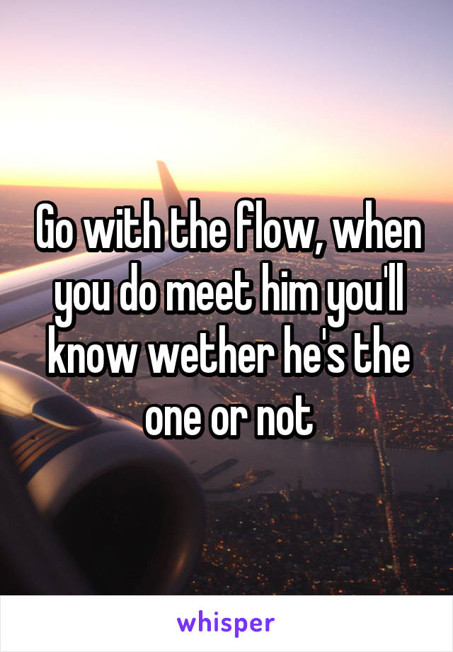 Go with the flow, when you do meet him you'll know wether he's the one or not