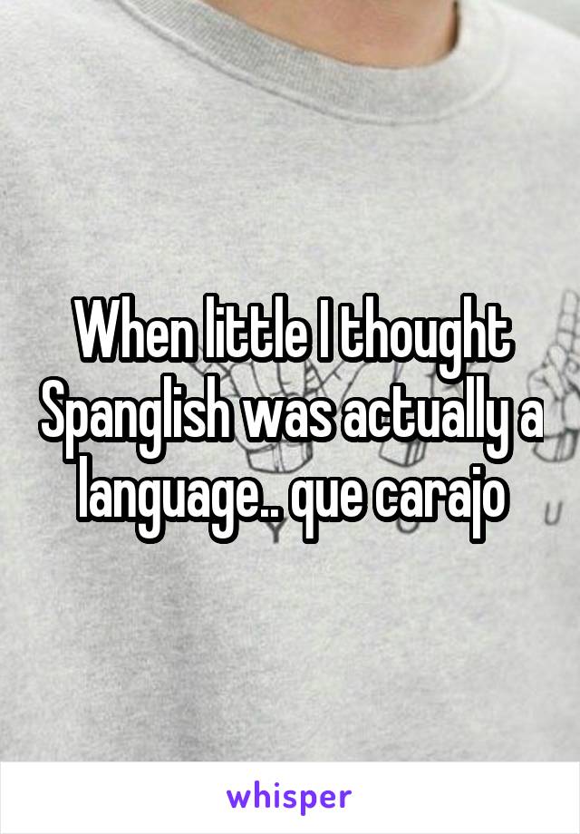 When little I thought Spanglish was actually a language.. que carajo