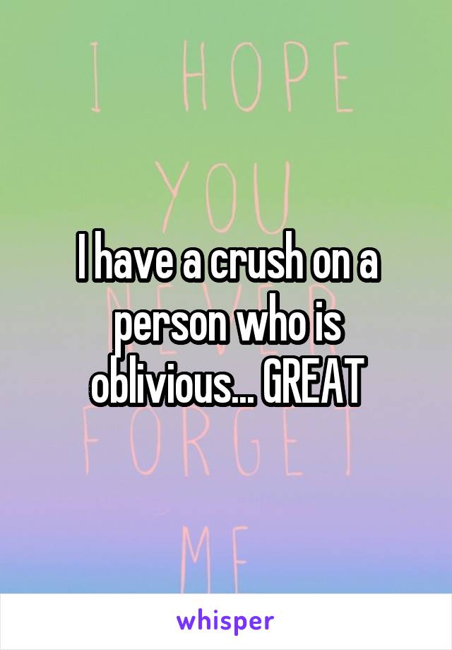 I have a crush on a person who is oblivious... GREAT