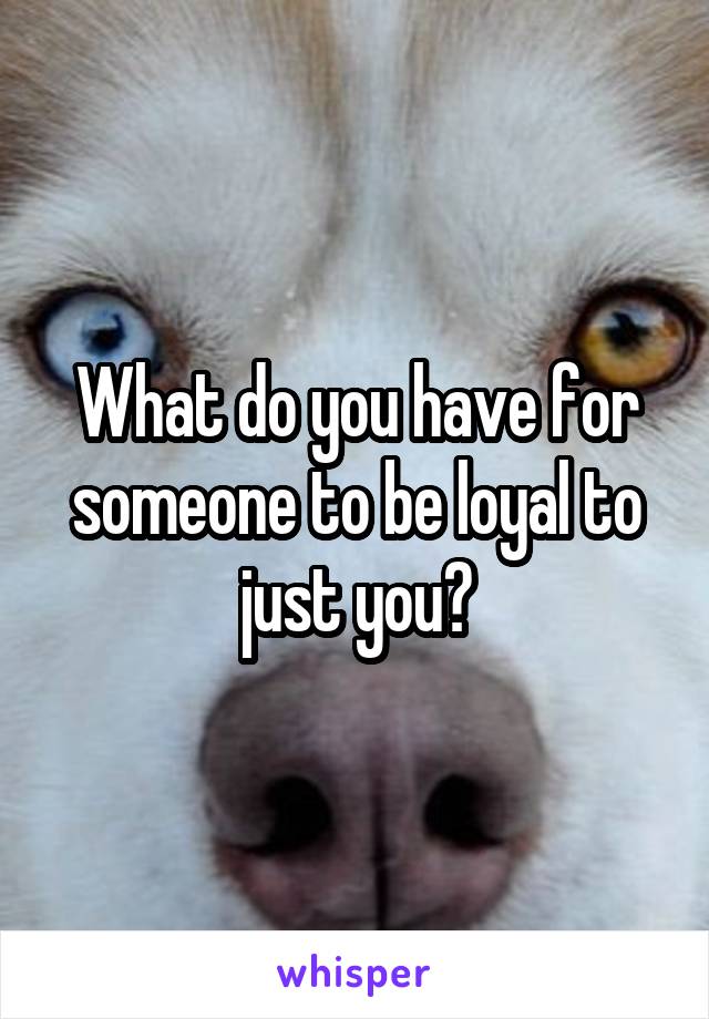 What do you have for someone to be loyal to just you?