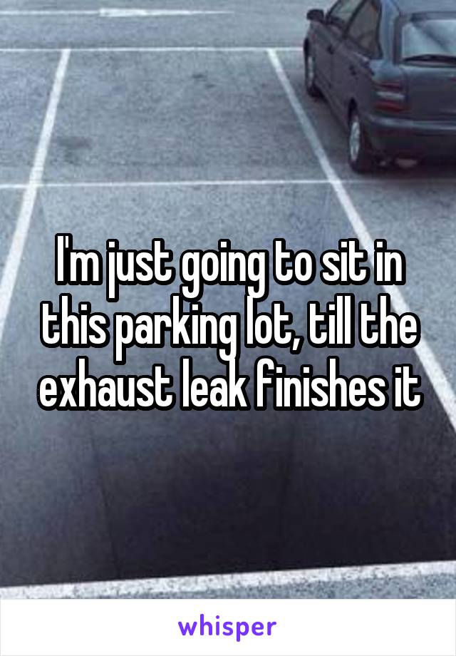I'm just going to sit in this parking lot, till the exhaust leak finishes it