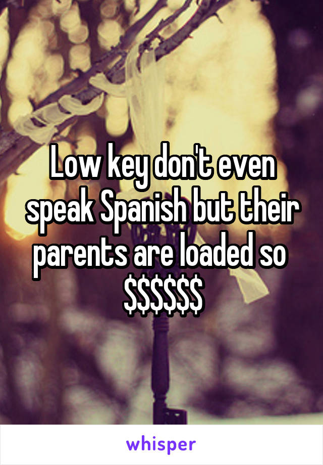 Low key don't even speak Spanish but their parents are loaded so 
$$$$$$
