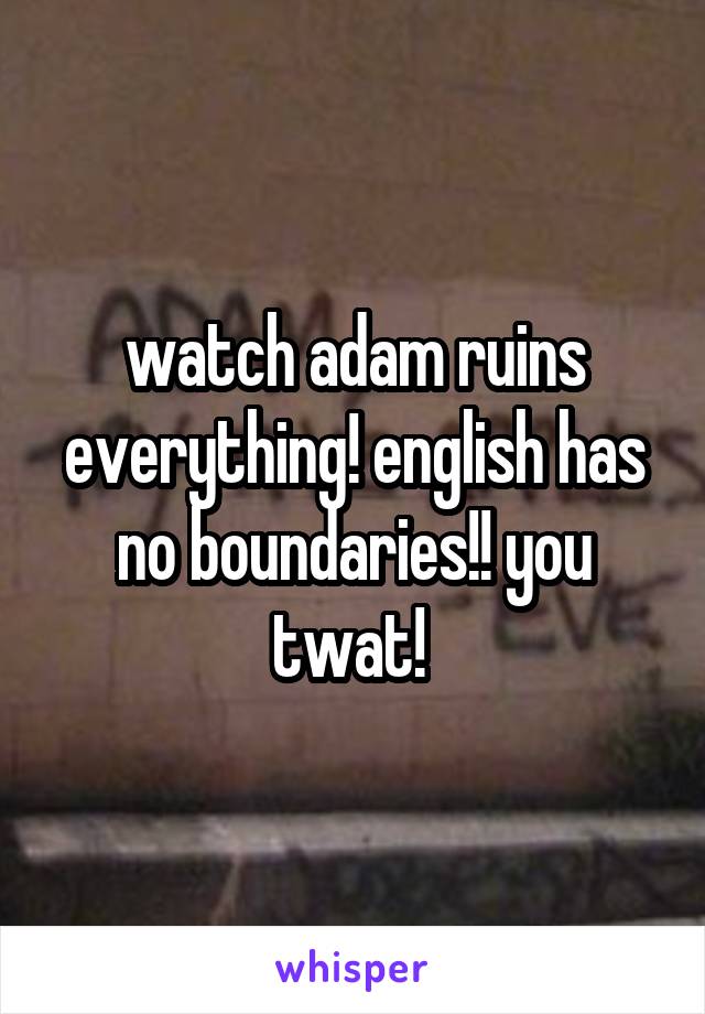 watch adam ruins everything! english has no boundaries!! you twat! 