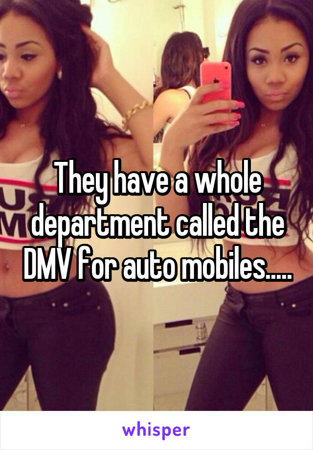 They have a whole department called the DMV for auto mobiles.....